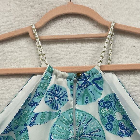 Lilly Pulitzer Target Shirt Womens Blue Sea Life Beach Shells Starfish Halter - Picture 5 of 9